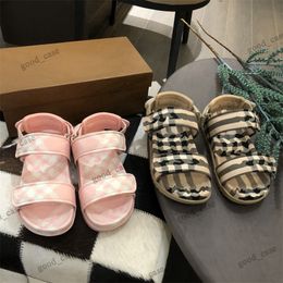 Kids Sandals Special brand children baby sandal high quality brown checks grid summer shoes beach toddler sneakers Straps slipper slides size 26-35