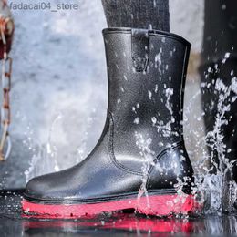 Boots Outdoor Rain Boots Mens Mid-calf Lightweight Short Boots Waterproof Non-slip Wear-resistant Work Shoes Comfortable Garden Shoes Q240605