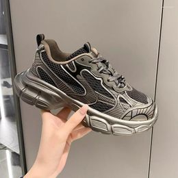 Dress Shoes Chunky Sneaker Plus Size 42 43 44 Women Men Running Fashion Casual Leather Mesh Breathable Height Increased Platform