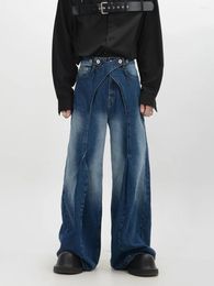 Men's Pants Dark Avant-Garde Style Deconstruction Heavy Wash Old Jeans Slight Flare Wide-leg Men