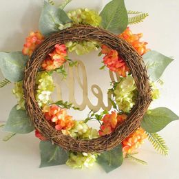 Decorative Flowers Fake Flower Wreath Long Lasting Spring Holiday Hydrangea Farmhouse Front Door Porch Decor Home Decoration