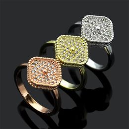 Brand Fashion Crystal Ring Luxury Clover Ring High Quality 18k Gold Designer Ring Women's Jewelry