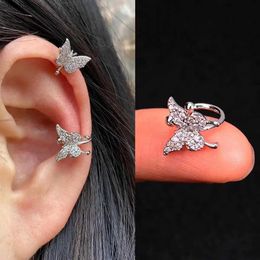 Ear Cuff 1 fashionable crystal flower butterfly leaf earring clip for womens ear sleeves without perforations fake cartoon earrings party Jewellery WX6.5