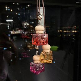 Storage Bottles Mini Empty Perfume Bottle Transparent Wood Lid Car Hanging Pendant Glass Cute Cartoon Refillable