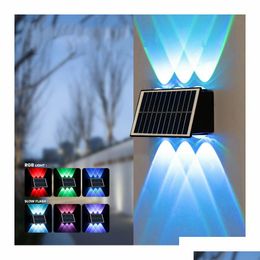Solar Wall Lights 4Led 6Led 8Led Outdoor Light Powered Up And Down Led Deck For Fence Patio Stair Backyard Garden Drop Delivery Ligh Dhnhm
