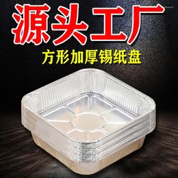 Disposable Dinnerware Square Thickened Air Fryer Special Tin Foil Tray Home Baking Barbecue Oilproof Grill Aluminum Plate