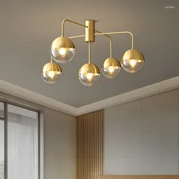 Ceiling Lights Vintage Led Nordic Luxury Bedroom Living Room Decor Golden Light Modern Home Decoration Ball Copper Lamp