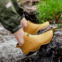 Rain Shoes Short Tube Mens Adult Womens Waterproof Anti slip and Wear resistant Rubber Kitchen Water 240605