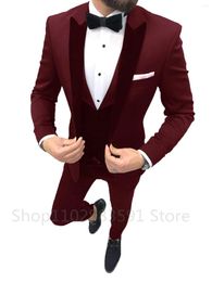 Men's Suits Costume Homme Mariage Formal Fashion Black Slim Fit For Men 3 Piece Groom Wedding Suit Tuxedo 2024 Latest Coat Pant Design