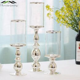 Candle Holders 3PCS Metal Candelabra Table Centerpiece Flower Vase Crown Candelabrum Stand Pillar Candlestick For Wedding GZT047