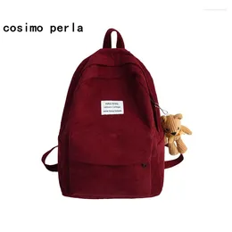 Backpack Schoolbag Female INS Style Corduroy Backpacks For Women Korean High School Students Anti Theft Large Capacity Portable Rucksack