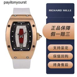 Milles Watches Richamills Watch Rm007 Rose Gold Original Diamond Red Lip Womens Fashion Leisure Business Mechanical Wristwatch