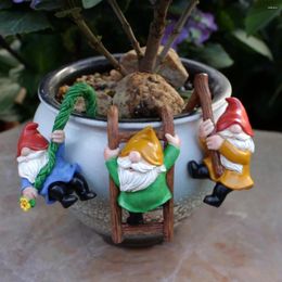 Garden Decorations 3pcs Cute Resin Gnome Pendant For Hanging Cup Flower Pot And Home Decor Landscape Decoration Outdoor Decora