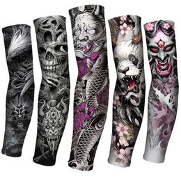 Sleevelet Arm Sleeves 1 pair of tattooed sleeves mens long summer seamless Armour sunscreen cover outdoor sports gloves chiffon womens arm sleeves Y24060145Z1