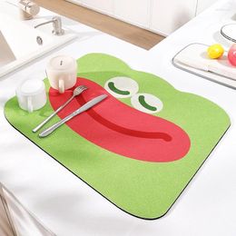 Carpets Kitchen Super Absorbent Mat For Drying Dishes Cartoon Pattern Heat Insulation Coffee Washable Quick-dry Drain Pad Bar Decor