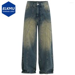 Men's Jeans Men Baggy Vintage Blue Denim Pants Patchwork Designer Harajuku Loose Straight Trousers For Male