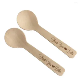 Party Favour 50pcs Thank You Tags Mini Wooden Spoons Personalised Wedding Birthday Favours Anniversary Souvenirs
