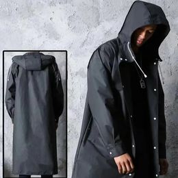 Rain Coat Women Men Jacket Raincoat Poncho High Quality Black Fashion Long Cuff Closure Camping Fishing Thickened Rainwear 240603