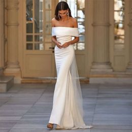 Eleganti abiti da sposa sirena senza spalla senza spalla per donne spazzano il minimalismo abito da sposa Vestidos de nolia 0605