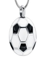 IJD10749 Stainless Steel Soccer Ball Cremation Charm Urn Pendant Hold Human AshesBlackWhite Enmael football Memorial Jewelry1927935