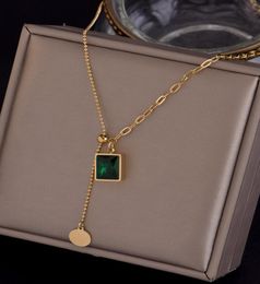 Fashion Charm Numeral Green Black Zircon Necklaces For Woman Men Temperament stainless steel Pendant Necklace Jewellery Gift Chain8282912