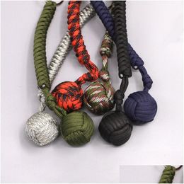 Survival Bracelets Outdoor Steel Ball Security Protection Bearing Self Defense Rope Lanyard Tool Key Chain Mtifunctional Keychain 5X Dhpcg