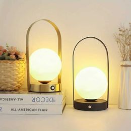 Desk Lamps Portable Outdoor Hanging Metal Table Lamp Dimmable Wireless Table Lamp with USB Rechargeable Bedroom Bedside Night Light S2460555