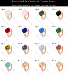 Designer Ring for Women 14K Rose Gold Rings Inlay Mother-of-Pearl / Agate / Chalcedony Gold-Plated Never Fading Non-Allergic, 48 Colors, Store/21621802
