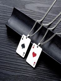 Fashion Steel Necklace Creative Playing Card Hearts and Spades a Love Pendant Trend Men039s Women039s Jewelry T7XB514216B2693115