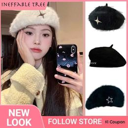 Beretti pelliccia coreana Diamond Star Beret da donna Beret peluche con cappello da donna berretto da donna beret casual abbigliamento sombrero hombre g240529 g240529