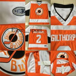 esp8 Slap Shot Movie Jerseys Mens 100% Stitched Ice Hockey Jerseys #2 Ogie Ogilthorpe Syracuse Bulldoges Jersey