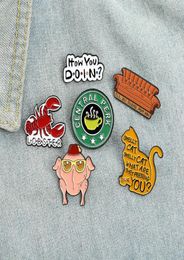 Europe Letter Sofa Model Cowboy Brooches Cat Chickren Lobster Animal Collar Pins Geometric Alloy Enamel Clothes Backpack Badge Fas4038601