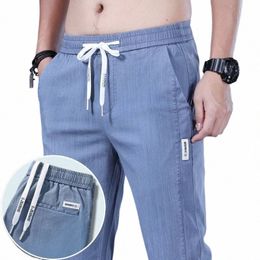spring and Autumn Slim Jeans for Men Casual Denim Pencil Pants Light Blue Fi Luxury Men's Clothing Drawstring Baggy Pants T3Of#
