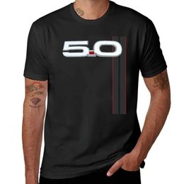 Men's T-Shirts 5.0 V8 GT Mustang Racing Stripe S550 T-shirt Black Shirt Graphic T-shirt Customised Pure White Mens T-shirtL2405