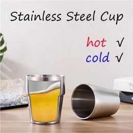 Double Wall Stainless Steel Coffee Mug Portable Cup Bilayer Milk Tea Lemon Juice Drinking Wine Glass Home Kitchen Bar 240524