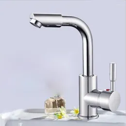 Kitchen Faucets 720 Degree Rotation Faucet And Cold Water Tap Chrome Brass Single Handle Basin For Single-hole