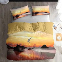 Bedding Sets HELENGILI 3D Set Beach Sea Print Duvet Cover Lifelike Bedclothes With Pillowcase Bed Home Textiles #ST-12