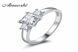 Princess Cut Sona Wedding Bands Rings 3 Stones Ring 925 Silver Engagement Ring Synthetic nscd Fine Jewelry Wedding Lover Gift Y2004337616