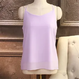 Women's Tanks Summer Women Clothing Solid Color Strap Chiffon Shirts Sleeveless Vest Blouse Tops