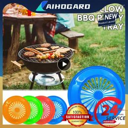 Disposable Dinnerware Plate Paper Holder Plastic Economic Bbq Assesories For Outdoor Picnic Trays Colorful Churrasco Tray Hollow
