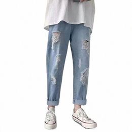 jeans baggy uomini strappati a primavera tasche corse a coregne per la caviglia a lunghezza della caviglia sottili quotidiani in stile coreano fI casual coreano b80y##