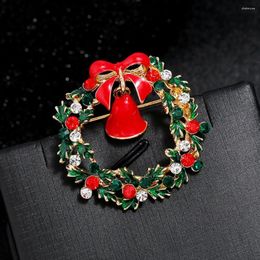 Brooches Classic Christmas Brooch Crystal Rhinestone Enamel Wreach Bell Women Men Xmas Tree Elk Snowman Pins