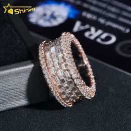 Custom Made Rose Gold Men Hip Hop 925 Sterling Silver Iced Out Moissanite Eternity Band Ring