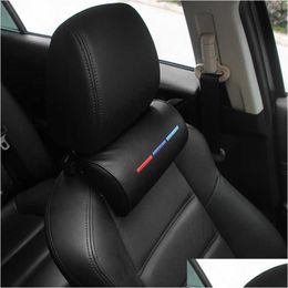 Seat Cushions Car Styling Neck Pillow Protection Pu Headrest Support Rest Travelling For ///M Accesories Drop Delivery Automobiles Mot Otcvk