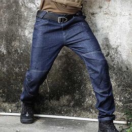 Men's Pants Outdoor hiking jeans mens urban goods casual pants military tactical training pants mens elastic ultra-thin multi pocket TrousersL2405