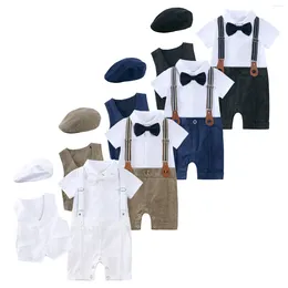 Clothing Sets Toddler Boys Sleeveless White Shirt Jumpsuit Vest Coats Child Kids Gentleman Set&Outfits Baby Boy Set 6 Months