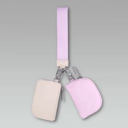 Dual Pouch Wristlet keychain Mini Yoga bag Detachable Mini Zip Around Wristlet Wallet Portable keychain wallet Coin Purse Mini Women Coin Pocket