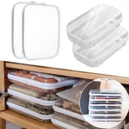 Storage Bags Zippered Hard Pouch Toy Bag Stackable Clothes Organizer Portable Clear Bins Multifunction For Organizing