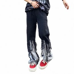 2022 Atmosfera Burrs Patchwork Hip Hop Hop Gumerose Grunge Jeans Pants Drive Punk Donne sciolte Pantalle Pantales Hombre F5yv#