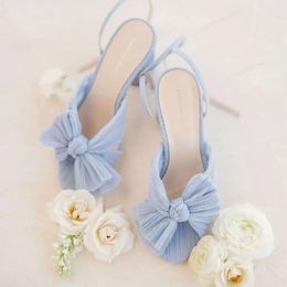 Ankle Strap Sandals For Women Bow Knot Open Toe Wedding Shoes Summer Brand Chunky Heel Elegant Luxury Comfy 240530